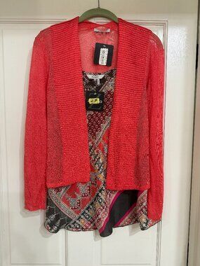 NEW with Tags ZOZO Sweater Set Multicolor Tank and Tangerine Sweater sz M